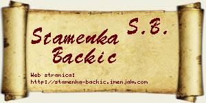 Stamenka Backić vizit kartica